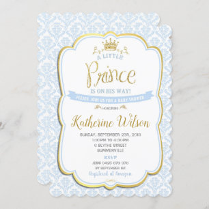 Little Prince Baby Shower Invitations Boy Blue
