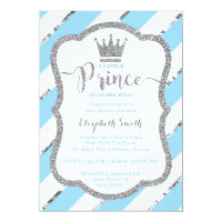 Little Prince Baby Shower Invite, Faux Glitter Card