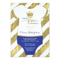 Little Prince Baby Shower Invite, Faux Glitter Card