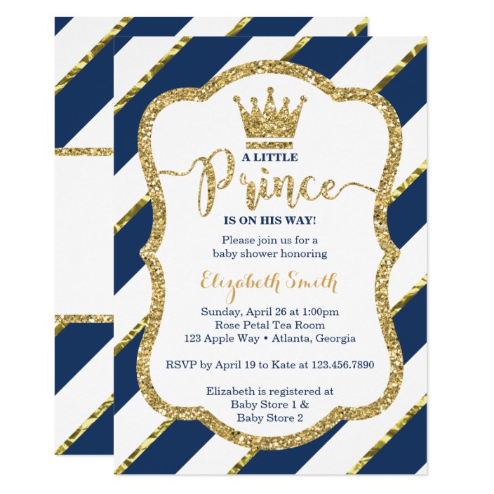 Little Prince Baby Shower Invite Faux Glitter Invitation Zazzle Little Prince Baby Shower Invite Faux