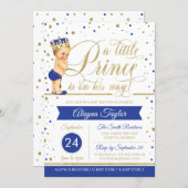 Little Prince Baby Shower Invite, Faux Glitter Invitation (Front/Back)