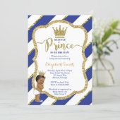 Little Prince Baby Shower Invite, Faux Glitter Invitation (Standing Front)