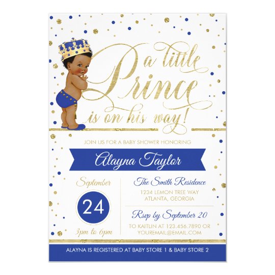 Little Prince Baby Shower Invite, Faux Glitter Invitation ...