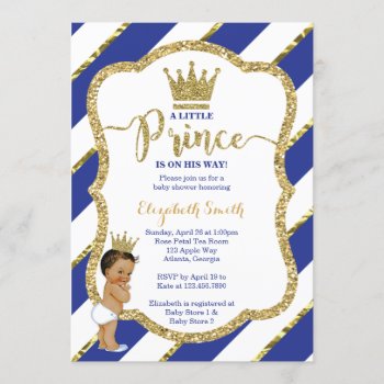 Little Prince Baby Shower Invite  Faux Glitter Invitation by DeReimerDeSign at Zazzle