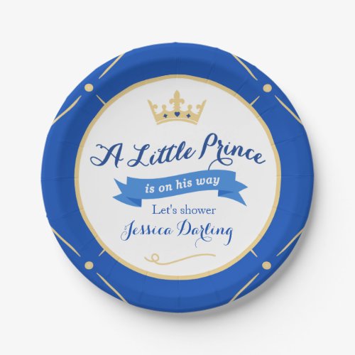 Little Prince Baby Shower Plates  Royal Blue