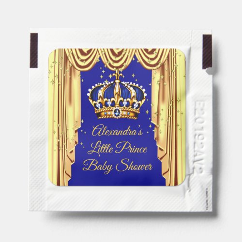 Little Prince Baby Shower Royal Blue gold Hand Sanitizer Packet