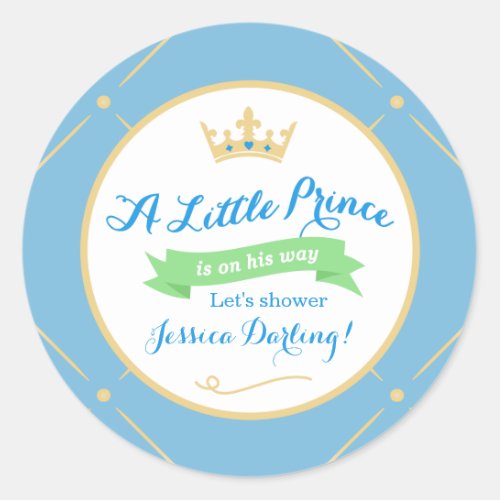 Little Prince Baby Shower Stickers  Blue  Green