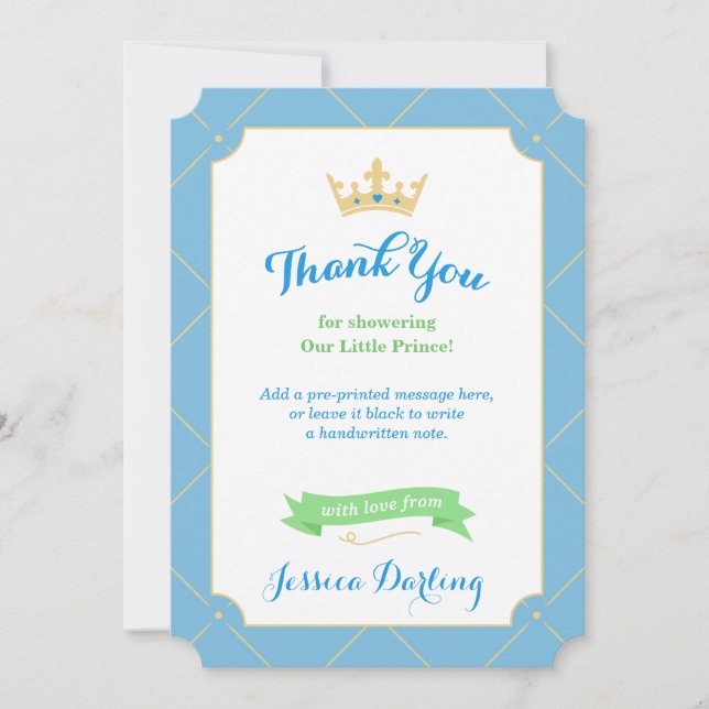 Little Prince Baby Shower Thank You Cards (Front)