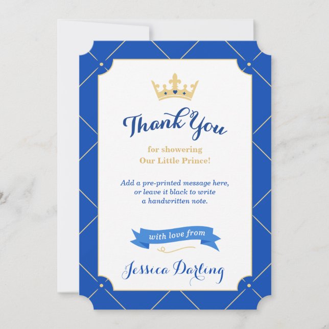 Little Prince Baby Shower Thank You Cards | Royal (Front)