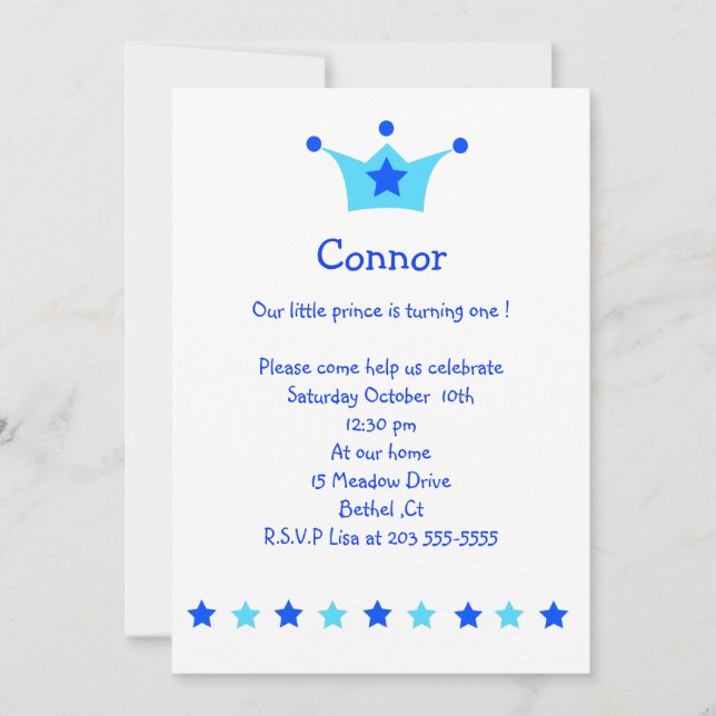 little prince birthday invitation (Front)