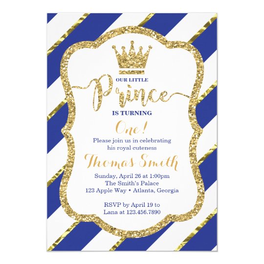Little Prince Birthday Invitation In Blue Gold Zazzle Com
