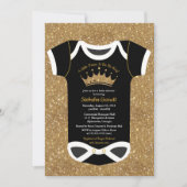 Little Prince Black & Royal Gold Baby Shower Invitation (Front)
