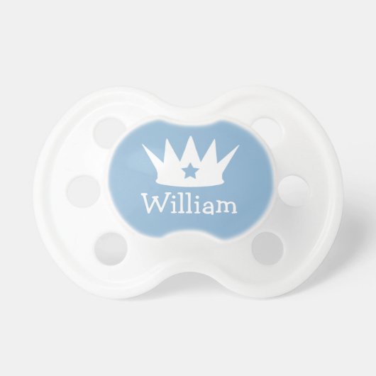 Little Prince Blue Baby Boy Custom Monogram Pacifier (Front)