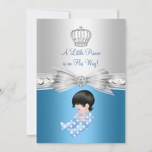 Little Prince Blue Baby Shower Invitation