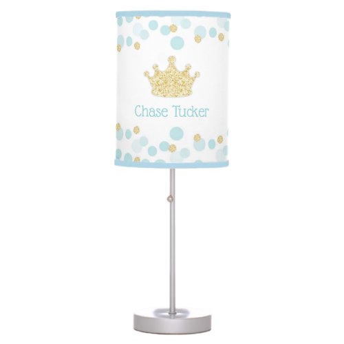 Little Prince Blue  Gold Royal Baby Nursery Lamp