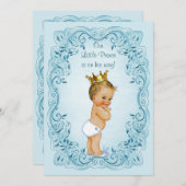 Little Prince Blue Leaves Baby Shower Invitation (Front/Back)