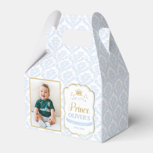 Little Prince Blue Royal 1st First Birthday Photo Favor Boxes
