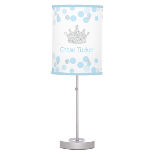 Little Prince Blue  Silver Royal Baby Nursery Table Lamp
