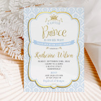Little Prince Boy Baby Shower Blue Damask