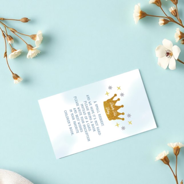 Little Prince Boy Baby Shower Books For Baby Enclosure Card (Creator Uploaded)