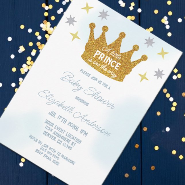 Little Prince Boy Baby Shower Invitation (Creator Uploaded)