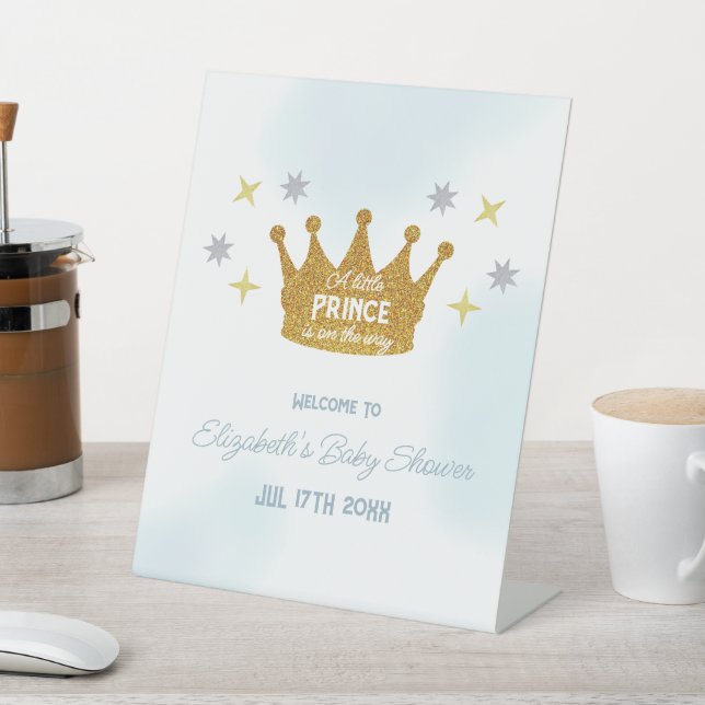 Little Prince Boy Baby Shower Pedestal Sign (In SItu)