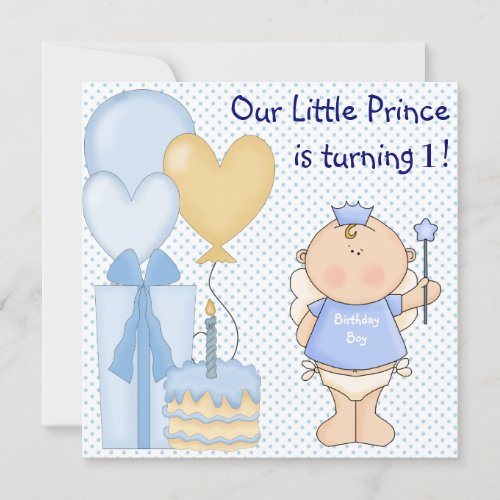 Little Prince Boys 1st Birthday Party Invitation