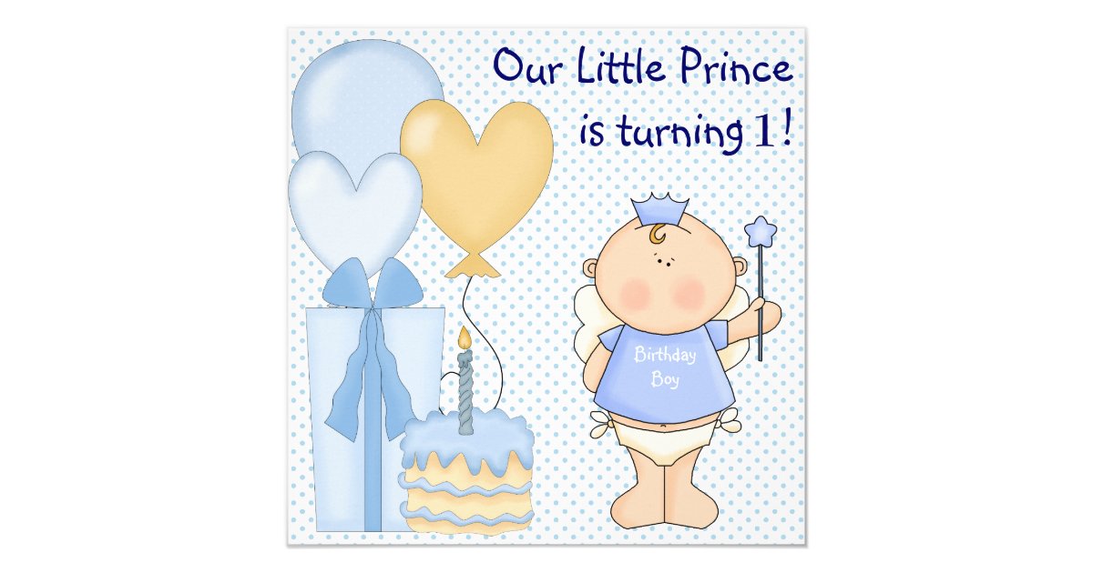 Little Prince Boys 1st Birthday Party Invitation Zazzle Com
