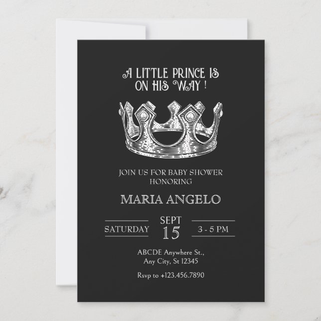 LITTLE PRINCE CROWN Baby Shower Invitation (Front)