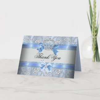 Little Prince Crown Baby Shower Thank You Card