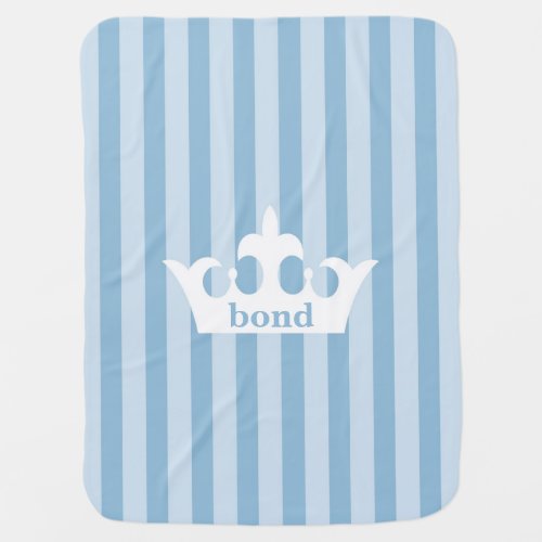 Little Prince Crown Blue Striped Baby Blanket