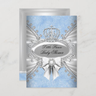 Little Prince Diamond Crown Baby Shower Invite