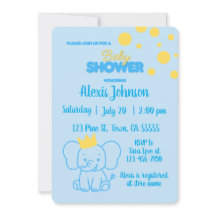 Little Prince Elephant Baby Shower Invitation