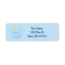Little Prince Elephant Baby Shower Return Labels