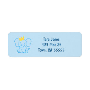 Little Prince Elephant Baby Shower Return Labels