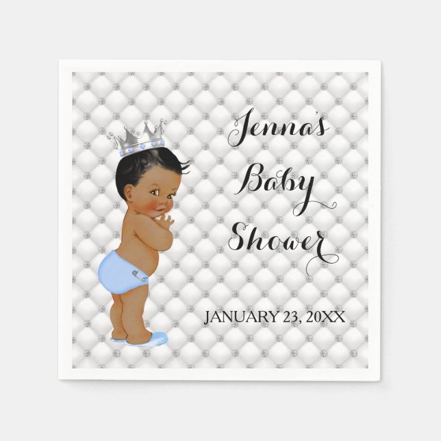 Little Prince Ethnic Baby Boy Diamonds Glam Paper Napkins (Front)