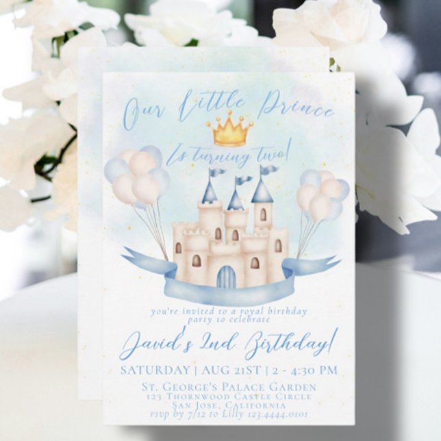 Little Prince Fairytale Gold Crown 2nd Birthday Invitation (Creator Uploaded)