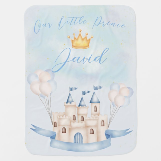 Little Prince Fairytale Gold Crown shower Birthday Baby Blanket (Front)