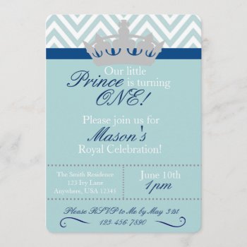 Little Prince First Birthday Invitation by CardinalCreations at Zazzle