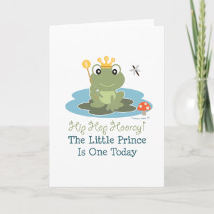 Little Prince Frog 1st Birthday Greeting Card
