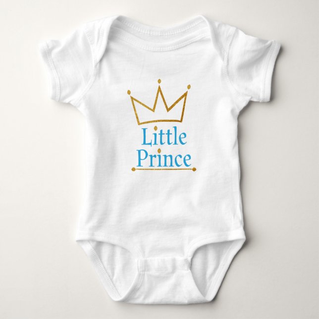 Little Prince Gold Crown Baby Bodysuit (Front)