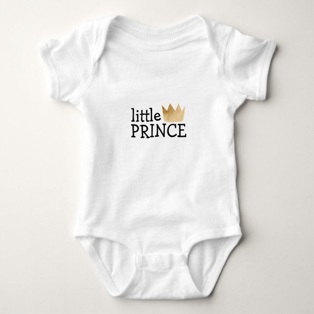 Little Prince Gold Crown Baby Bodysuit (Front)