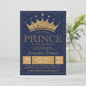 Little Prince Gold Crown Baby Shower Invitation (Standing Front)