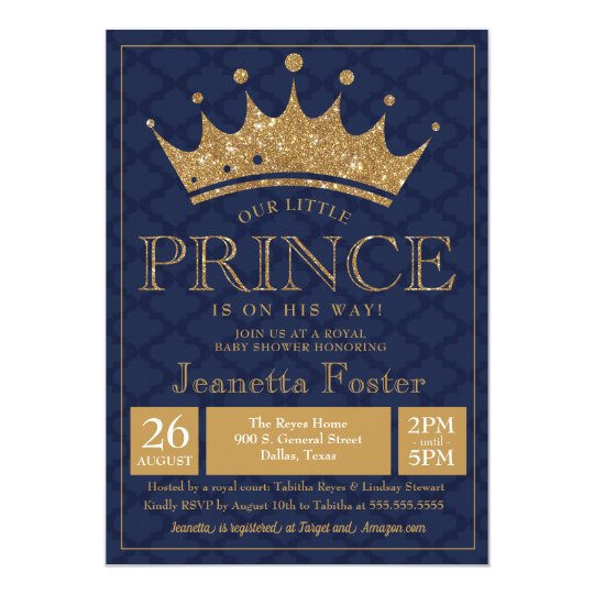 Little Prince Gold Crown Baby Shower Invitation | Zazzle.com