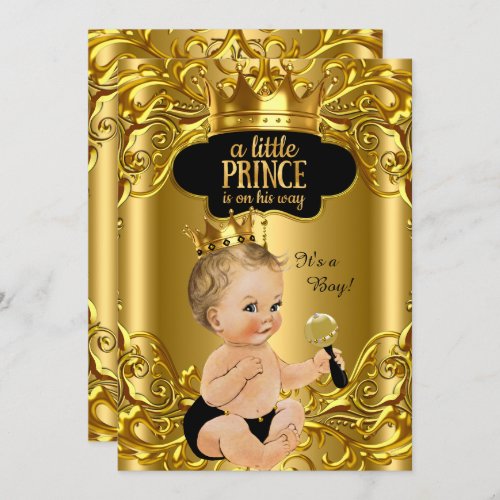 Little Prince is on his way Baby Shower Blonde Invitation