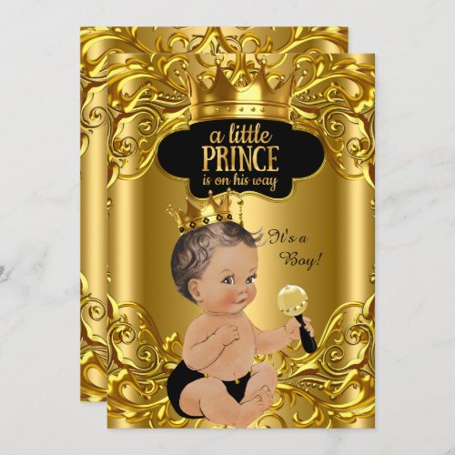 Little Prince is on his way Baby Shower Brunette Invitation