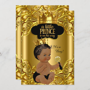Little Prince is on his way Baby Shower Ethnic Invitation