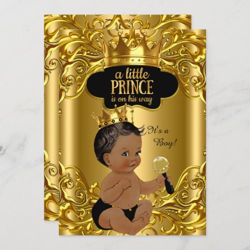 Little Prince is on his way Baby Shower Ethnic Invitation