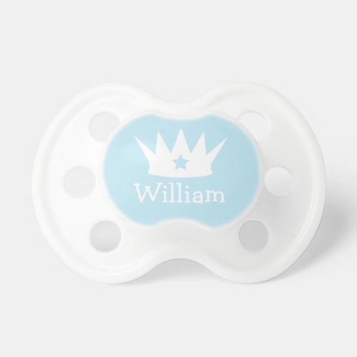 Little Prince Light Blue Baby Boy Custom Monogram Pacifier