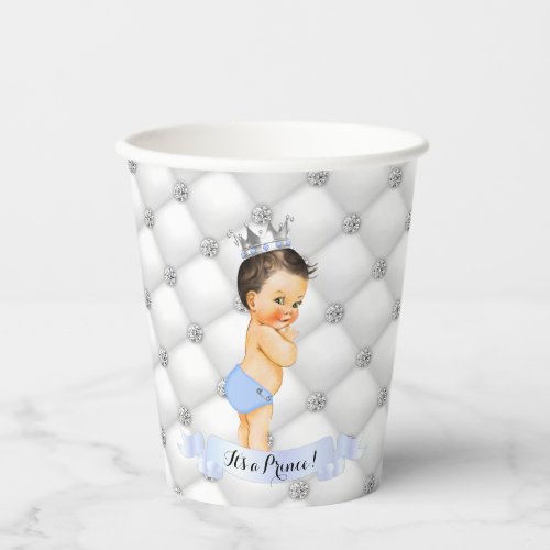 Little Prince Light Blue White Diamonds Baby Boy  Paper Cups
